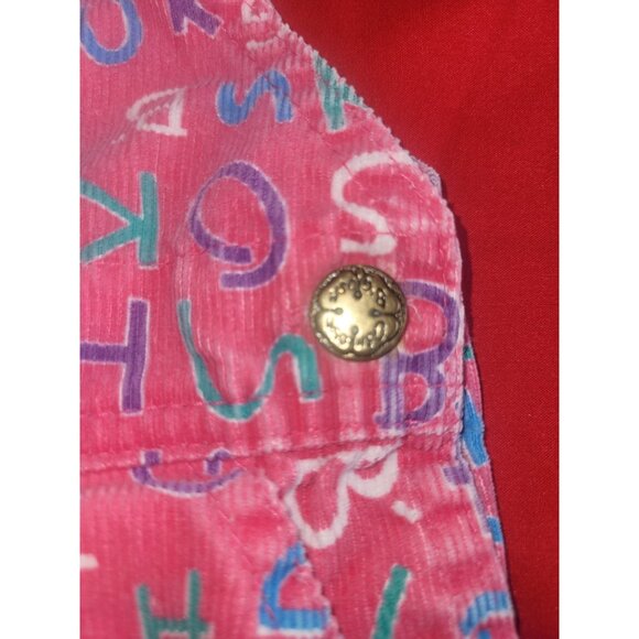 Vintage 90s OshKosh Alphabet AOP Overalls Pink Footed 6-9 Months Vestbak USA - Picture 8 of 11
